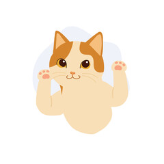 playful cute cat ,orange kitten with pink paws cheerful animal cartoon for kids art print or sticker design