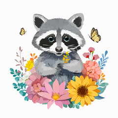 Waschb&auml;rjunges auf der Blumenwiese