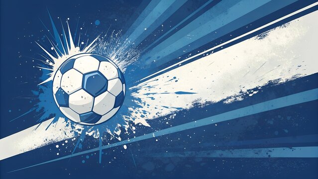 Blue Abstract Soccer Ball Banner Grunge Design
