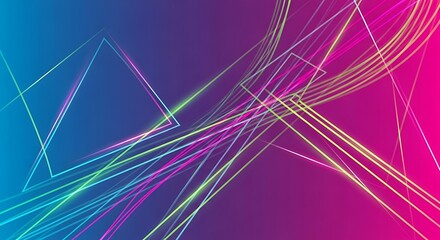 Geometric neon light trails on gradient backdrop for dynamic presentations
