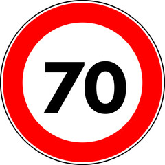 Speed Limit 70 kmh Traffic Sign Vector