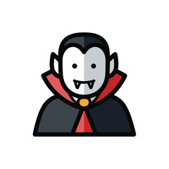 Cute Cartoon Vampire Icon, Dracula Character, Halloween Symbol, Gothic Horror