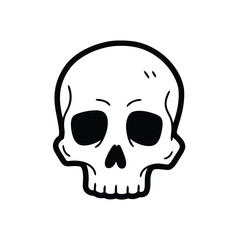 Fototapeta premium Simple Cartoon Skull Icon, Black and White, Halloween, Death Symbol, Vector Art