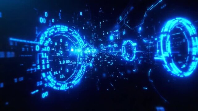 Digital Data Stream - A Futuristic Journey Through Binary Code and Cyber Space.
