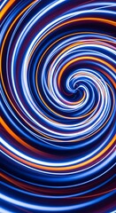 Vibrant spectral light trails forming a swirling abstract pattern