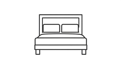 Comfortable Bed, Simple Line Art Illustration.