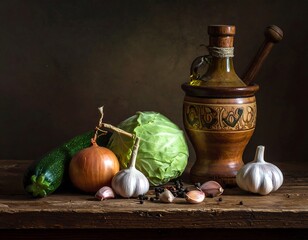 Still Life with Vegetables and Spices.