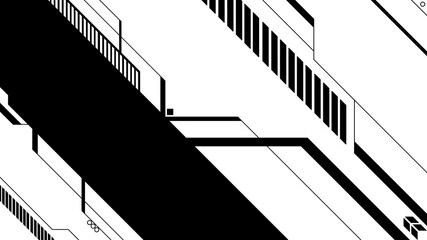 Cybernetic background. Futuristic interface with abstract geometric elements. Abstract technological design in cyberpunk style, digital graphics, high-tech interface.