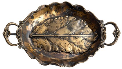 Antique Leaf-Shaped Serving Dish with Handles.
