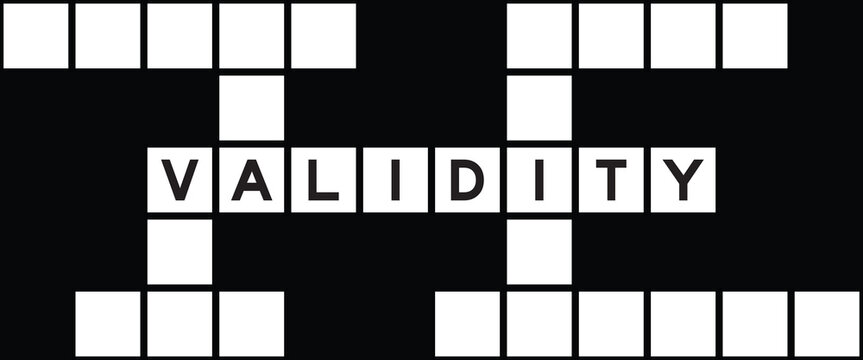 Alphabet letter in word validity on crossword puzzle background