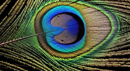 Obraz premium Macro Shot of Iridescent Peacock Feather Barbules, Intricate Patterns and Colors (2).jpg