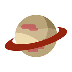 A Stylized Illustration Of A Planet With Rings In Shades Of Beige And Red Against A Transparent Background