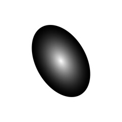 Abstract Gradient Ellipse with Subtle Light Emission on a Transparent Background with a Smooth Dark Black Outer Edge and White Center