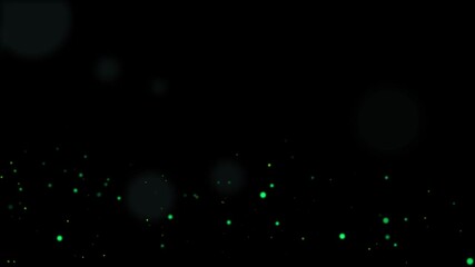 Abstract glowing green particles floating in dark space creating dynamic motion - Powered by Adobe