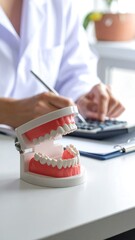 Dental Professional Calculating Costs.