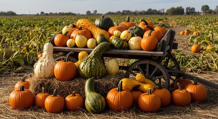 Pumpkins and Gourds Galore Autumn Harvest Display
