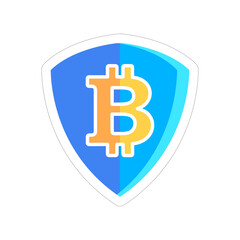 Bitcoin Logo Shield Icon With Yellow B Symbol On A Blue Gradient Background With Transparent Background Ideal For Cryptocurrency And Digital Finance Concepts