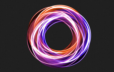 Abstract grainy background with glowing colorful lines and retro film effect 90s filter photo. Neon glowing wave noisy gradient shape backdrop design