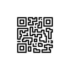 Black and White QR Code Outline with Transparent Background and Geometric Pattern