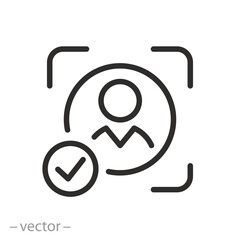 Identity Verification Icon. User Authentication Sign. Authorization Process. Editable Stroke Vector Illustration.