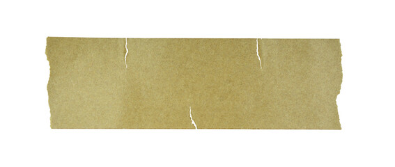 Brown torn paper tape strip isolated on transparent background. Wrinkled kraft adhesive element with rough edges and cracks for mockup, labels, scrapbooking, or graphic design projects. PNG