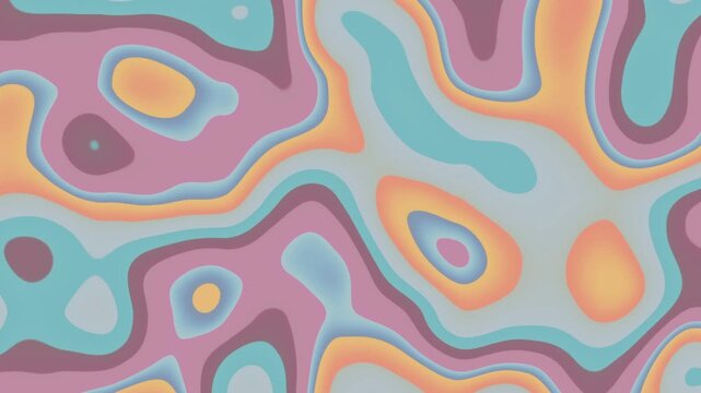 Abstract, retro, orange, soft colours wavy, liquid, psychedelic, groovy, hippie, flat, abstract, cartoon looping background in 70s retro style.