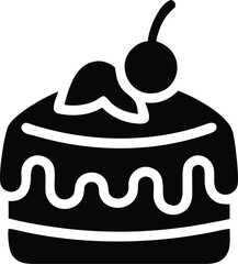 Layered cake with a cherry for dessert and sweet celebration icon