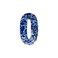 Blue Particle Textured Digit Zero