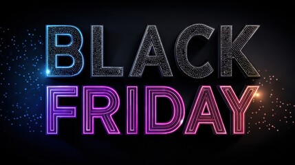 black friday sale glowing neon text