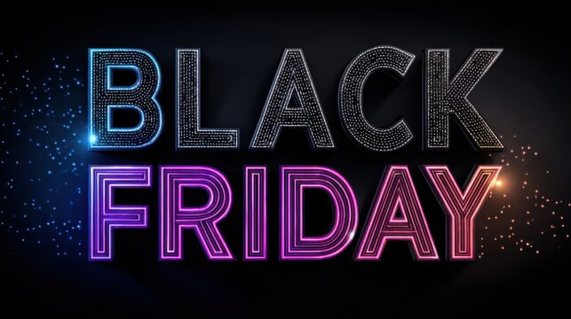 black friday sale glowing neon text