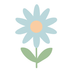 Flat Pastel Blue Daisy Flower Illustration
