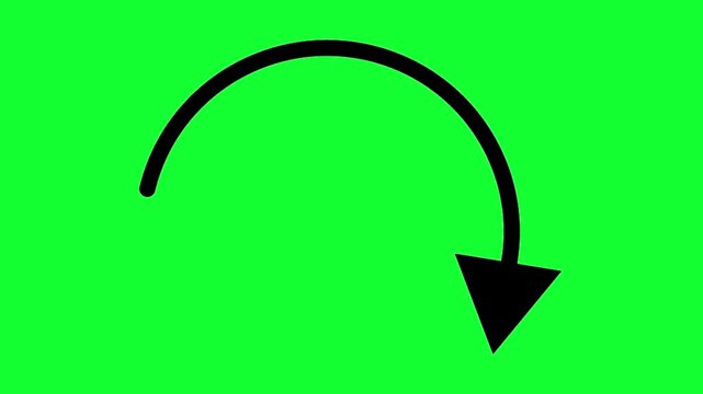 curve arrow animation on green screen 