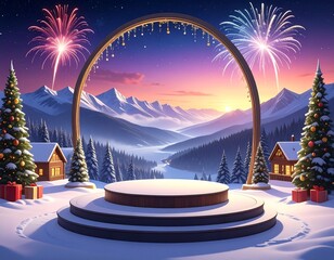 Winter Wonderland Stage with Festive Arch.