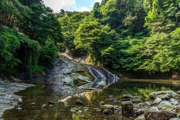 千葉県大多喜町 夏の養老渓谷 粟又の滝