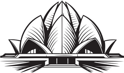 Lotus Temple Silhouette Vector