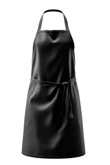 A stylish, full-length black apron with a fine leatherette texture, featuring a front pocket secured by brass rivets. Its durable and sleek design is ideal for professional chefs, barbers, or industri