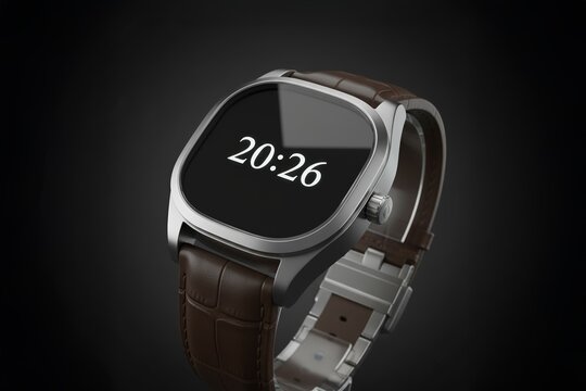 Sleek modern smartwatch prominently displaying 2026 on digital screen.