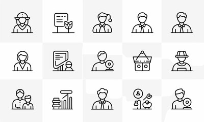 Fototapeta premium Collection of user and profile icons representing people, accounts, and data visualization