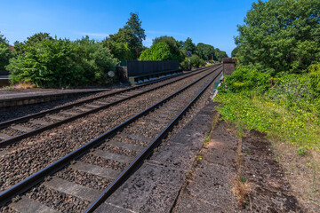 Obraz premium passenger urban commuter rural railway station england uk