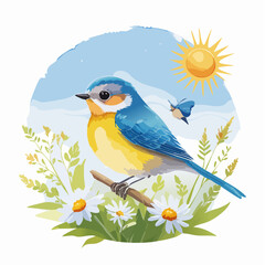 Obraz premium Vögelchen auf der Blumenwiese