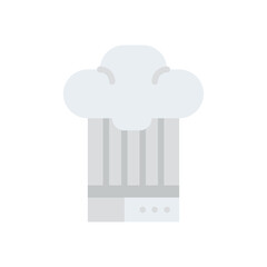 Chef hat flat icon design in white and grey colors with transparent background suitable for bakery and culinary themes