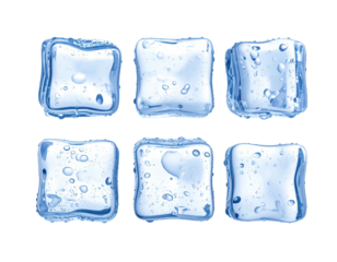 Six ice cubes arranged in a grid pattern