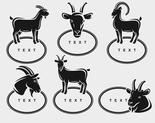 Goat labels and icon set. Collection icons goat. Vector