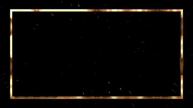 Abstract Doodle patterns golden frame design on black background