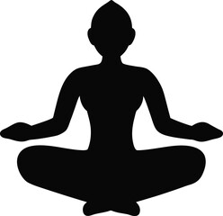 yoga pose silhouette outline vector on transparent.