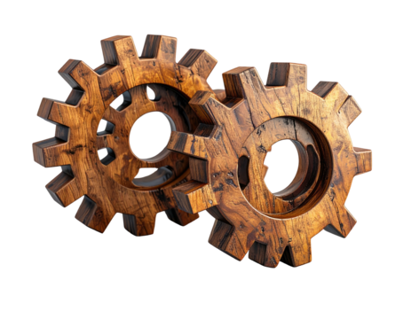 Two wooden gears interlocked (1)