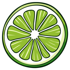 Slice of Juicy Green Lime Fruit - Citrus Cross Section Graphic Element