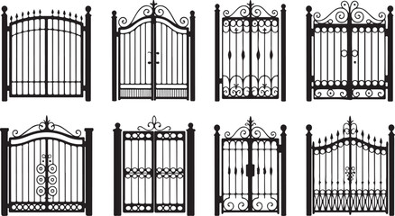 Fototapeta premium Ornate wrought iron gates with decorative scrollwork and finials fences