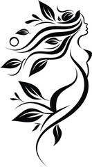 Nature Woman Silhouette Vector – Elegant Female Line Art
