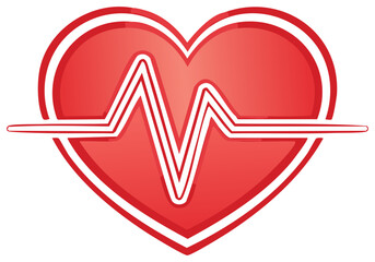 Red Heart Shape with Vital Sign Pulse Line Symbolizing Health and Medical Concepts